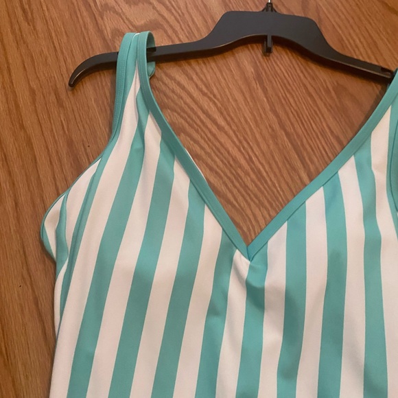 Striped mint and white one piece swimwear - Picture 3 of 9